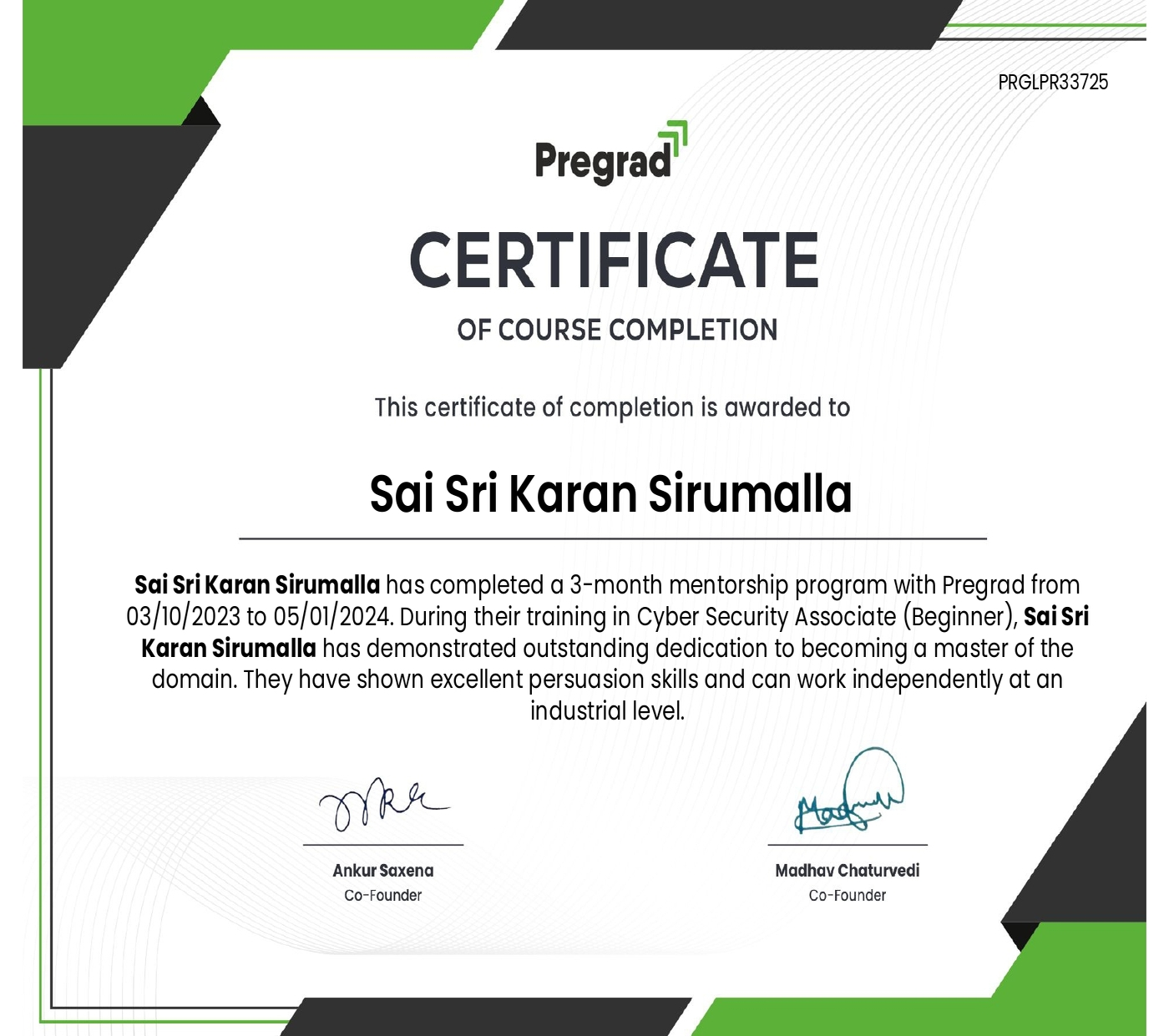 Cybersecurity Pregrad Certificate